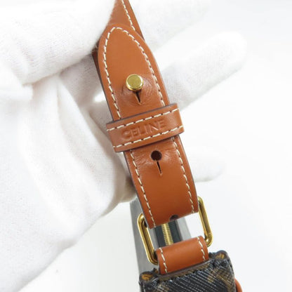 Celine 19395 Ava Triomphe One Shoulder Bag Coated Canvas Leather Handbag Brown