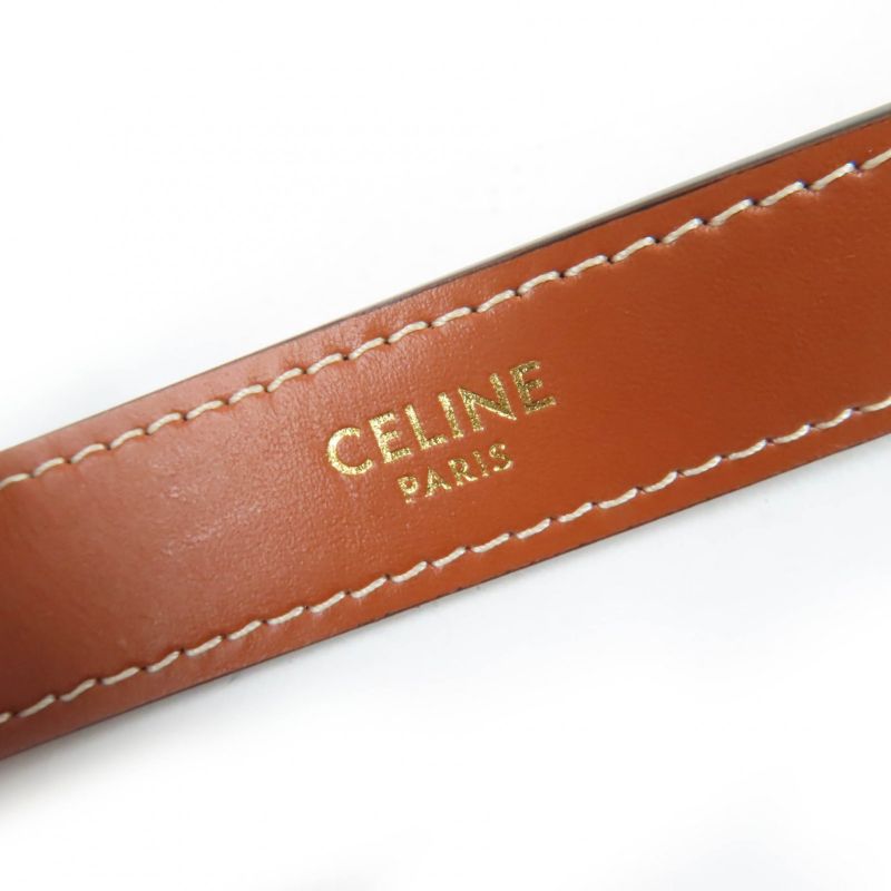 Celine 19395 Ava Triomphe One Shoulder Bag Coated Canvas Leather Handbag Brown