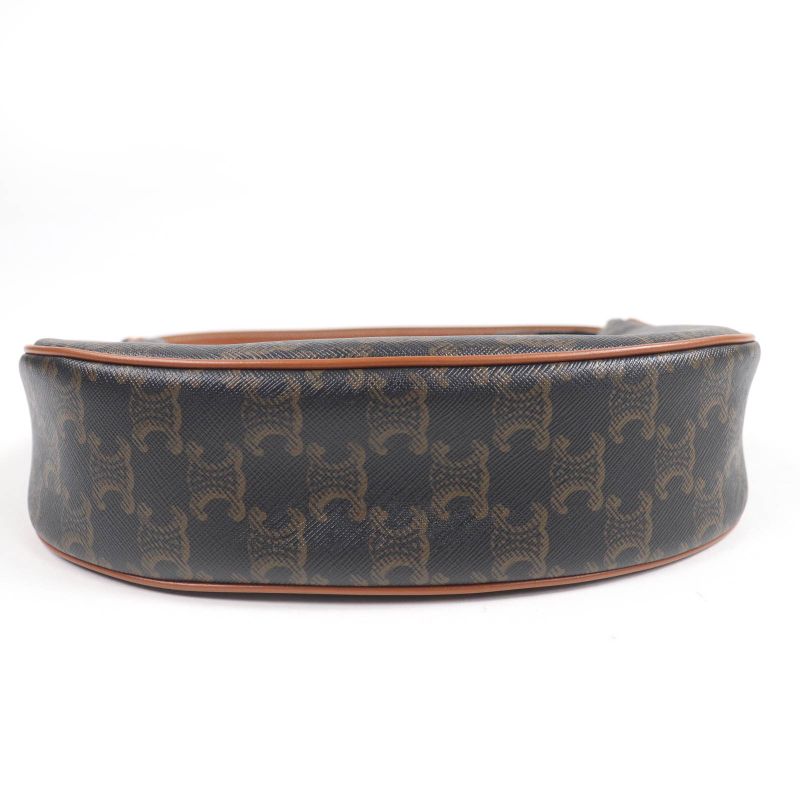 Celine 19395 Ava Triomphe One Shoulder Bag Coated Canvas Leather Handbag Brown