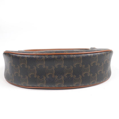 Celine 19395 Ava Triomphe One Shoulder Bag Coated Canvas Leather Handbag Brown