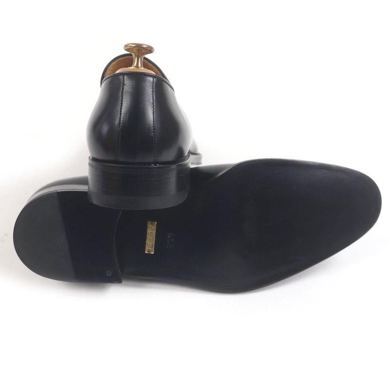 Gucci Leather Tassel Loafers Moccasins Flat Shoes Slip On Black 43 Made In