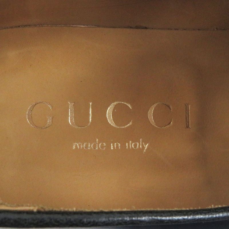 Gucci Leather Tassel Loafers Moccasins Flat Shoes Slip On Black 43 Made In