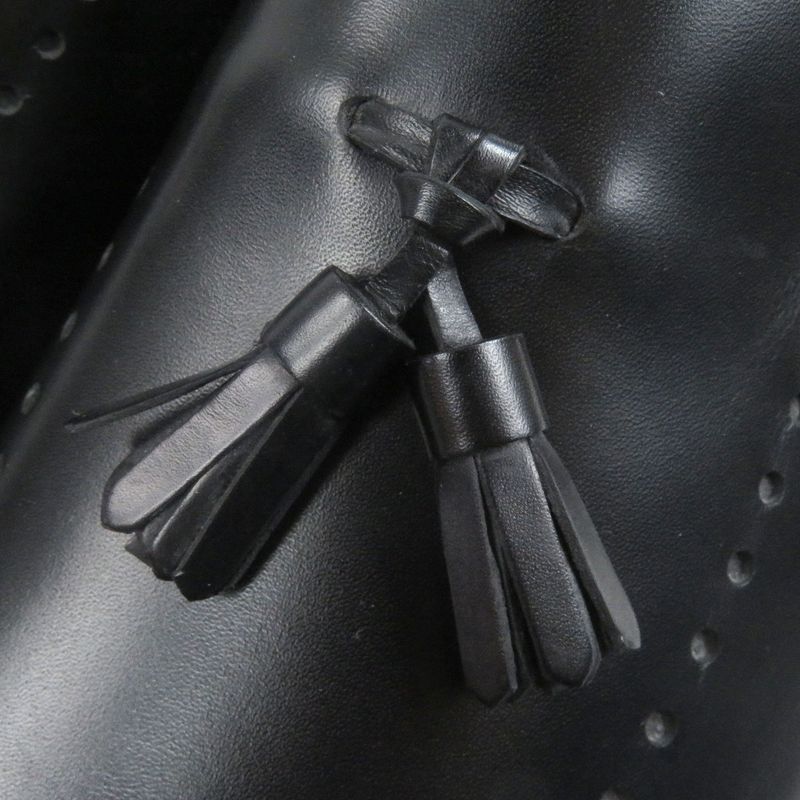 Gucci Leather Tassel Loafers Moccasins Flat Shoes Slip On Black 43 Made In