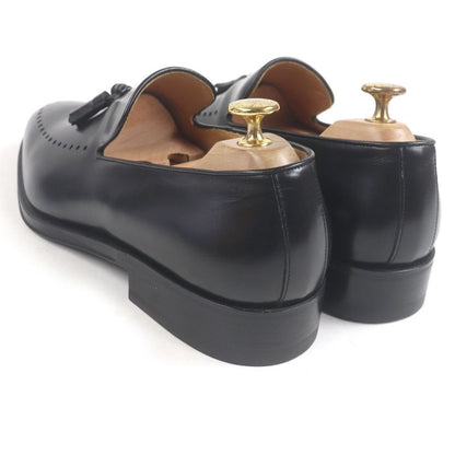 Gucci Leather Tassel Loafers Moccasins Flat Shoes Slip On Black 43 Made In