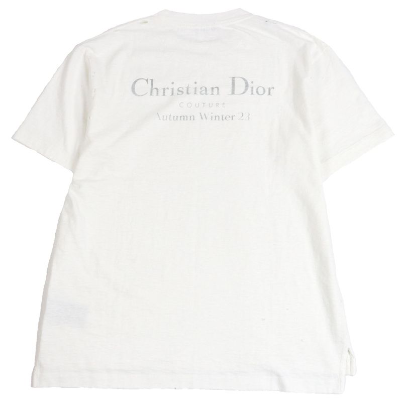 DIOR Homme 34dj696a0849 100% Cotton Damaged Logo Print Short Sleeve T-shirt