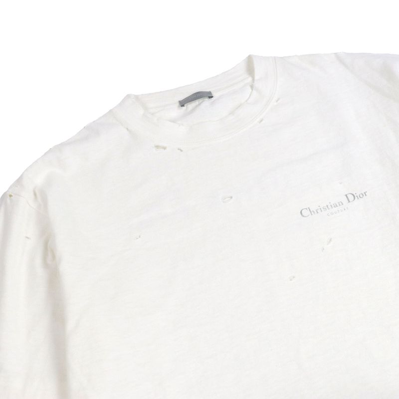 DIOR Homme 34dj696a0849 100% Cotton Damaged Logo Print Short Sleeve T-shirt