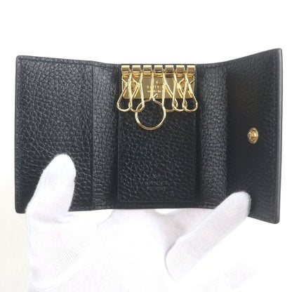 Gucci 456118 Leather GG Supreme Double G Gold Logo Hardware 6-ring Key Case