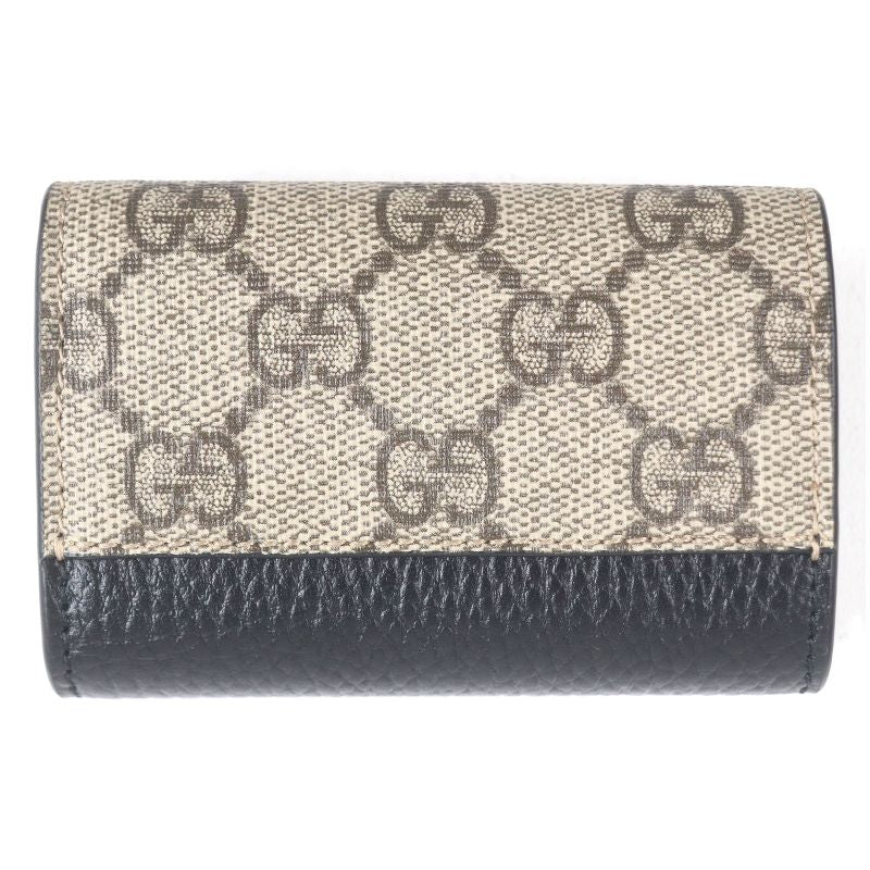 Gucci 456118 Leather GG Supreme Double G Gold Logo Hardware 6-ring Key Case