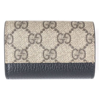 Gucci 456118 Leather GG Supreme Double G Gold Logo Hardware 6-ring Key Case