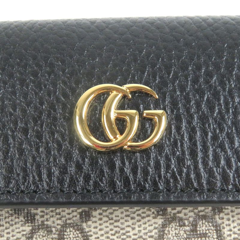 Gucci 456118 Leather GG Supreme Double G Gold Logo Hardware 6-ring Key Case
