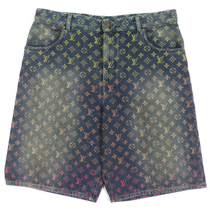 Louis Vuitton 23SS Monogram Lvhardware Leather Denim Shorts With Patches
