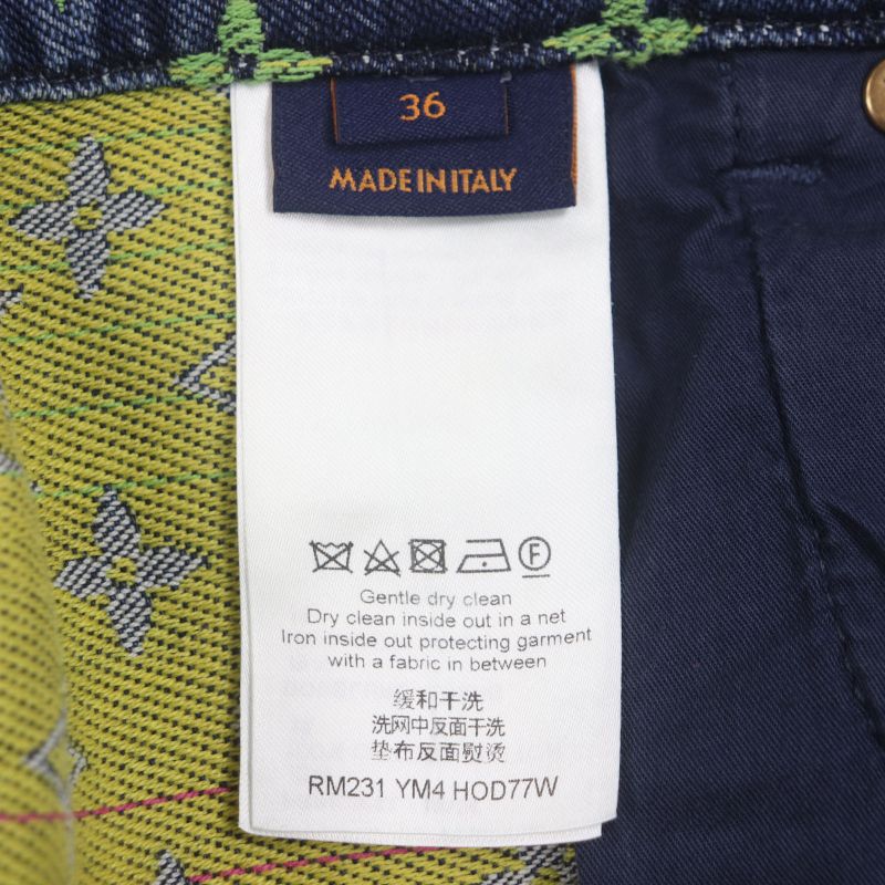 Louis Vuitton 23SS Monogram Lvhardware Leather Denim Shorts With Patches