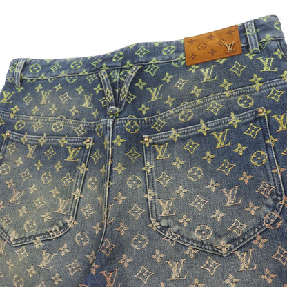 Louis Vuitton 23SS Monogram Lvhardware Leather Denim Shorts With Patches