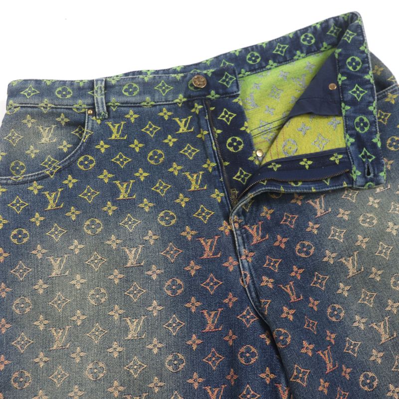 Louis Vuitton 23SS Monogram Lvhardware Leather Denim Shorts With Patches