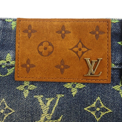 Louis Vuitton 23SS Monogram Lvhardware Leather Denim Shorts With Patches