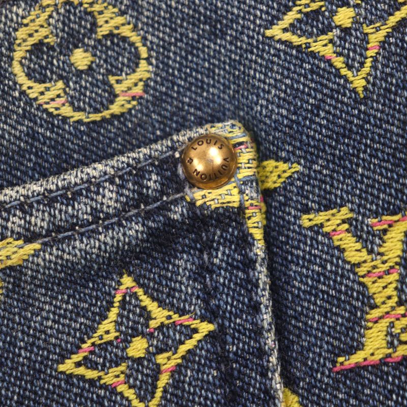 Louis Vuitton 23SS Monogram Lvhardware Leather Denim Shorts With Patches
