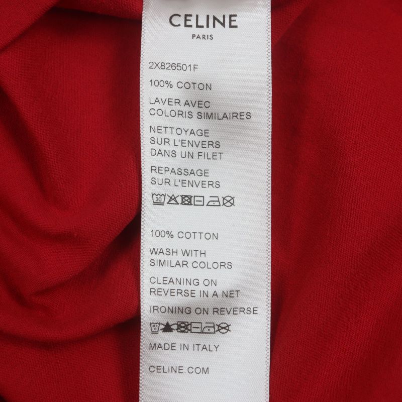 Celine 2x826501f 100% Cotton Strange Print Crew Neck Short Sleeve Red XS Made