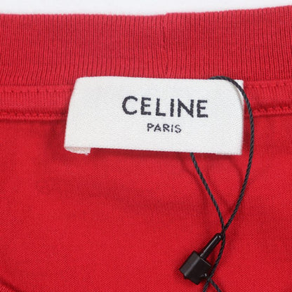 Celine 2x826501f 100% Cotton Strange Print Crew Neck Short Sleeve Red XS Made