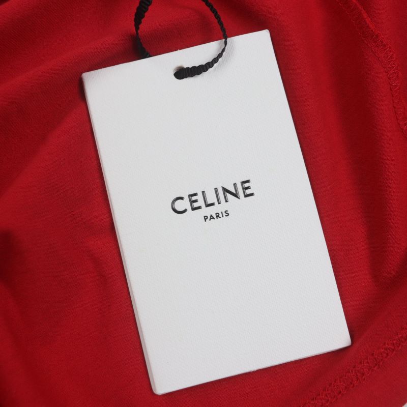 Celine 2x826501f 100% Cotton Strange Print Crew Neck Short Sleeve Red XS Made