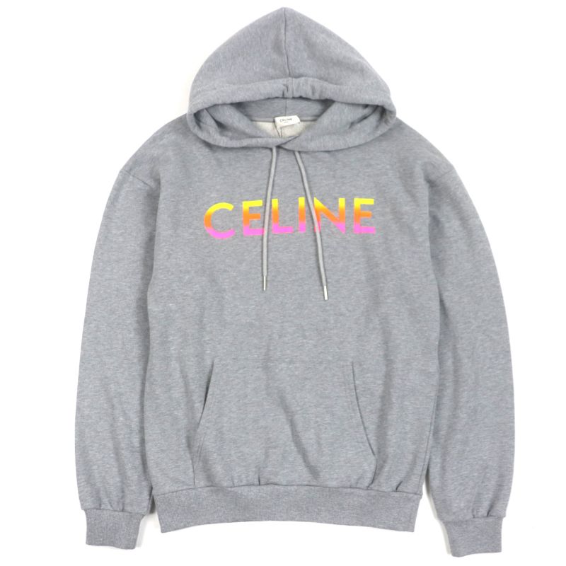Celine 2y753670q Gradient Logo Print Pullover Hoodie Gray XS Made In Italy