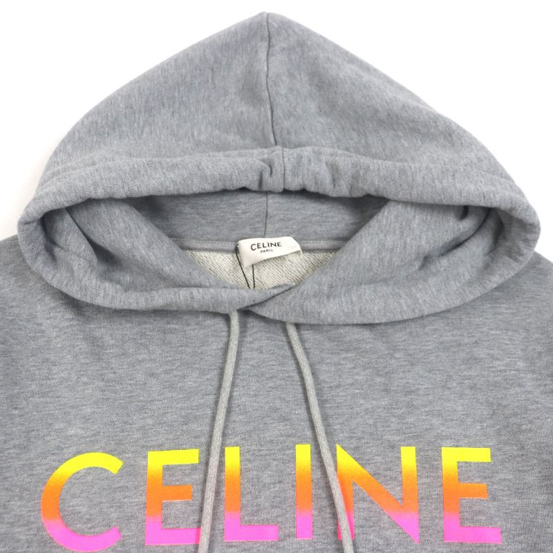 Celine 2y753670q Gradient Logo Print Pullover Hoodie Gray XS Made In Italy