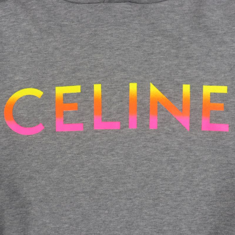 Celine 2y753670q Gradient Logo Print Pullover Hoodie Gray XS Made In Italy
