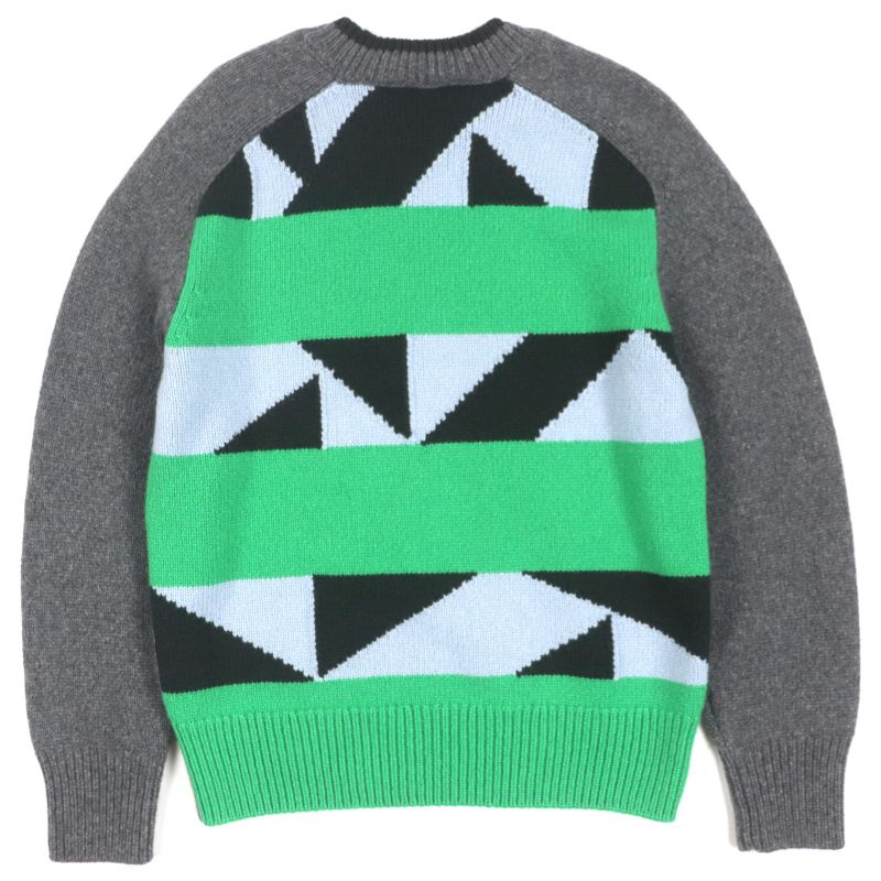 Hermes 22AW 100% Cashmere Low-gauge Knit Sweater Gray Light Blue Green Black S