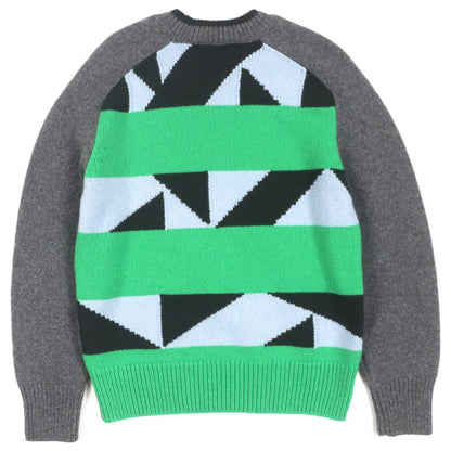 Hermes 22AW 100% Cashmere Low-gauge Knit Sweater Gray Light Blue Green Black S