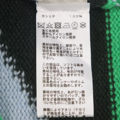 Hermes 22AW 100% Cashmere Low-gauge Knit Sweater Gray Light Blue Green Black S