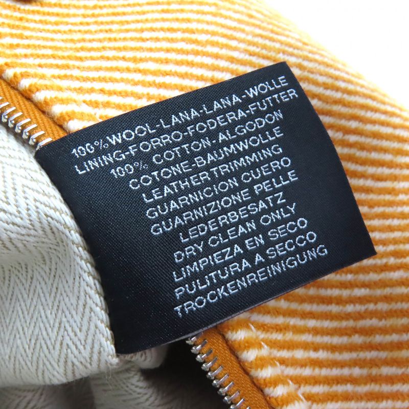 Hermes Brid A Black PM Au Carré 100% Wool Fauve Orange Silver Hardware H Logo