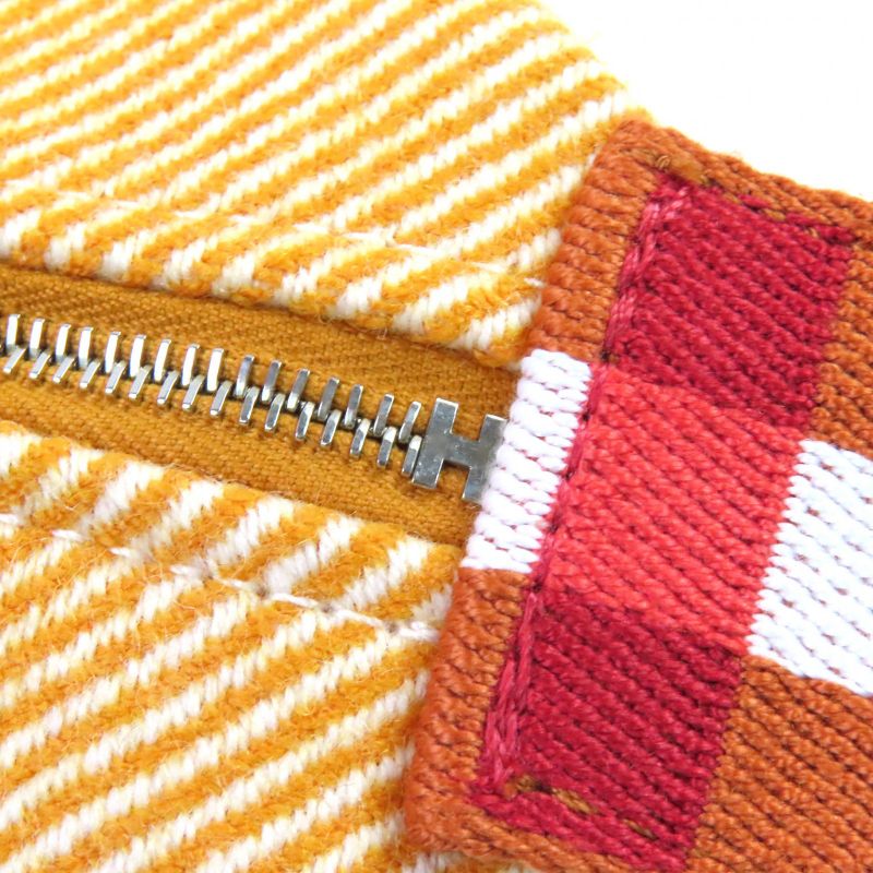 Hermes Brid A Black PM Au Carré 100% Wool Fauve Orange Silver Hardware H Logo