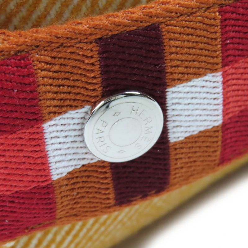 Hermes Brid A Black PM Au Carré 100% Wool Fauve Orange Silver Hardware H Logo