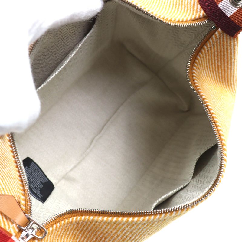 Hermes Brid A Black PM Au Carré 100% Wool Fauve Orange Silver Hardware H Logo