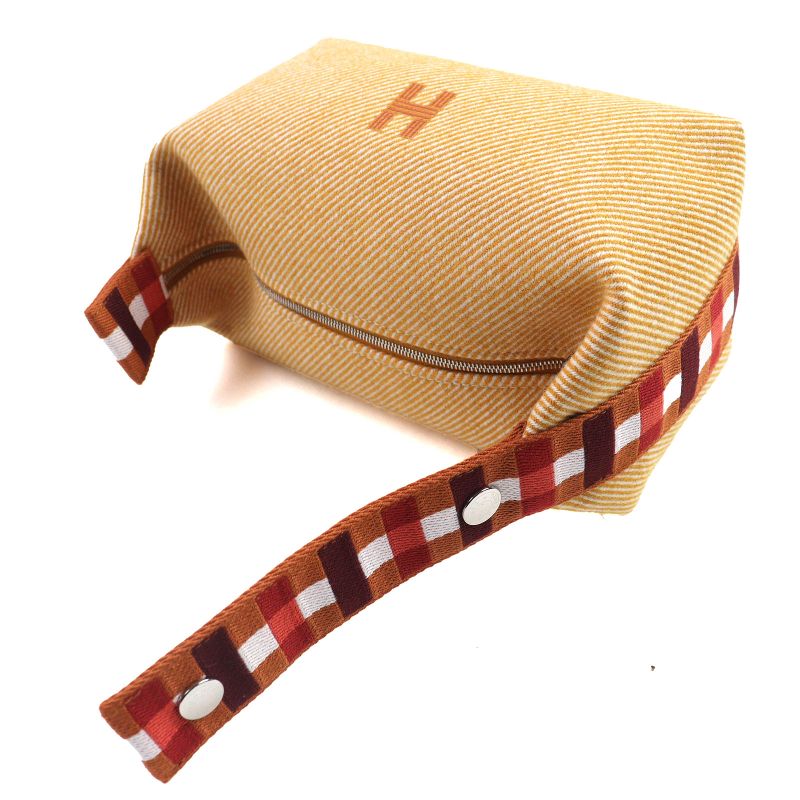 Hermes Brid A Black PM Au Carré 100% Wool Fauve Orange Silver Hardware H Logo