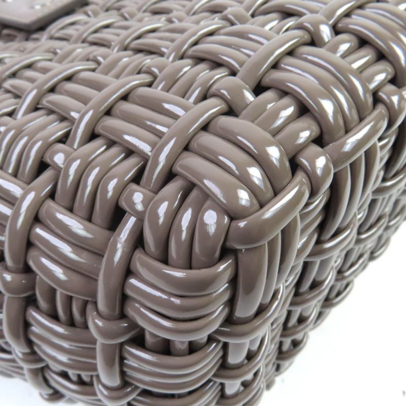 Balenciaga 671342 Bistro XS Enamel 2-way Basket Bag With Shoulder Grayish