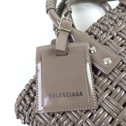 Balenciaga 671342 Bistro XS Enamel 2-way Basket Bag With Shoulder Grayish