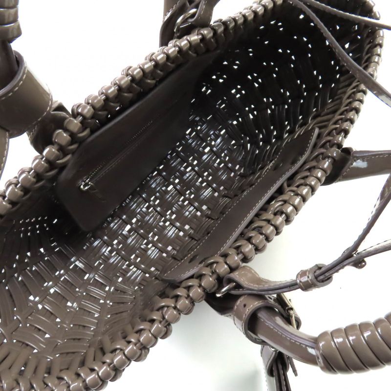 Balenciaga 671342 Bistro XS Enamel 2-way Basket Bag With Shoulder Grayish