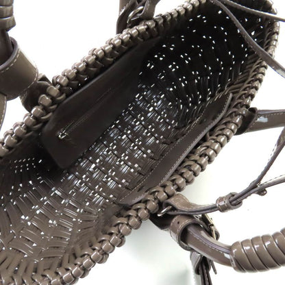 Balenciaga 671342 Bistro XS Enamel 2-way Basket Bag With Shoulder Grayish