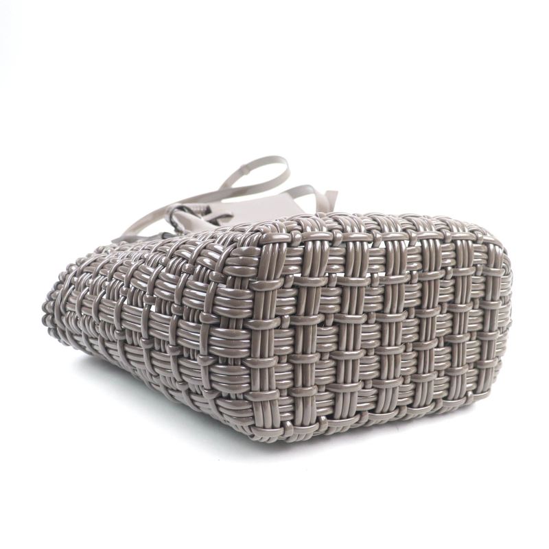 Balenciaga 671342 Bistro XS Enamel 2-way Basket Bag With Shoulder Grayish