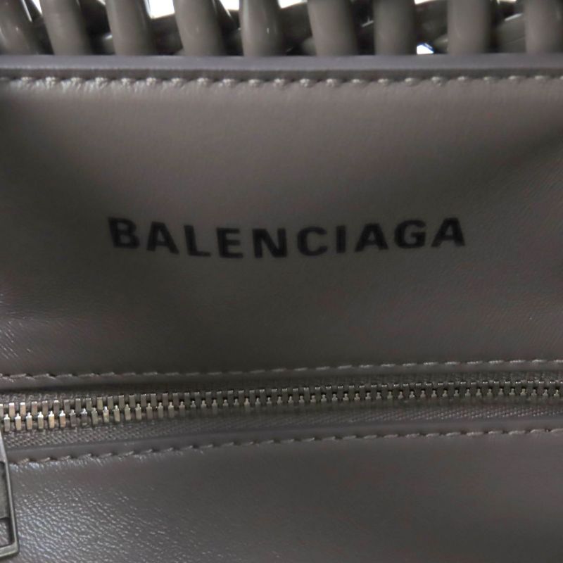Balenciaga 671342 Bistro XS Enamel 2-way Basket Bag With Shoulder Grayish