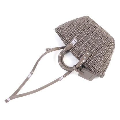 Balenciaga 671342 Bistro XS Enamel 2-way Basket Bag With Shoulder Grayish