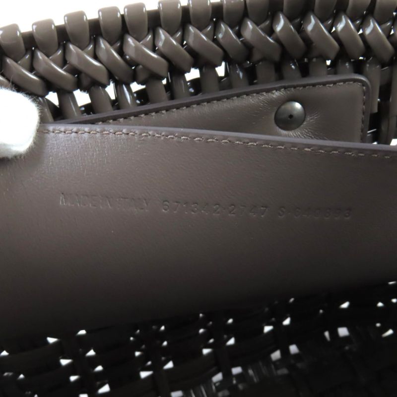 Balenciaga 671342 Bistro XS Enamel 2-way Basket Bag With Shoulder Grayish