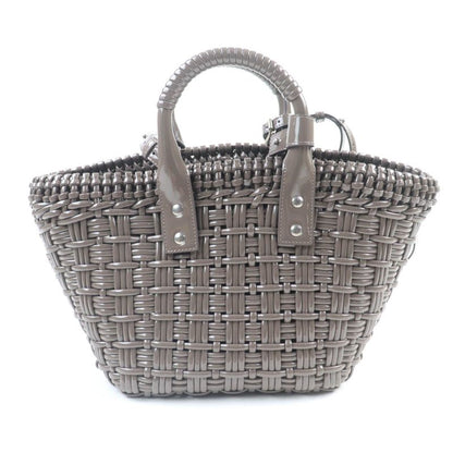 Balenciaga 671342 Bistro XS Enamel 2-way Basket Bag With Shoulder Grayish