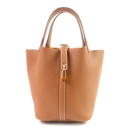 Hermes Picotin Lock PM Gold Taurillon Clemence Gold Hardware Handbag Engraved K