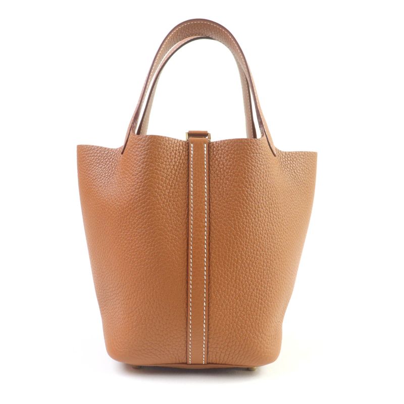 Hermes Picotin Lock PM Gold Taurillon Clemence Gold Hardware Handbag Engraved K