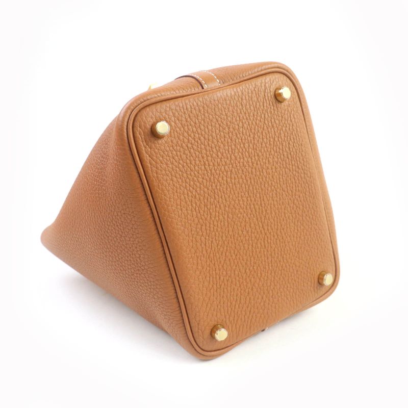 Hermes Picotin Lock PM Gold Taurillon Clemence Gold Hardware Handbag Engraved K