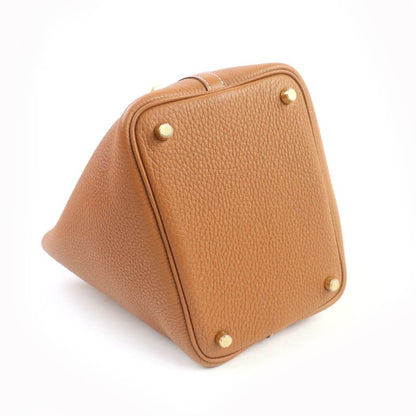 Hermes Picotin Lock PM Gold Taurillon Clemence Gold Hardware Handbag Engraved K