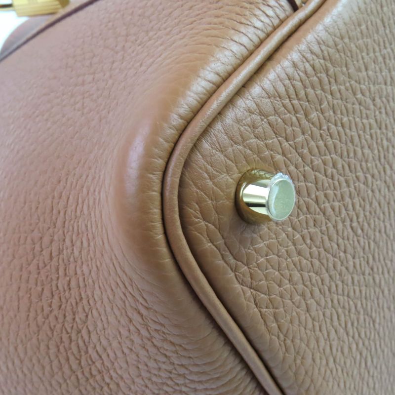 Hermes Picotin Lock PM Gold Taurillon Clemence Gold Hardware Handbag Engraved K