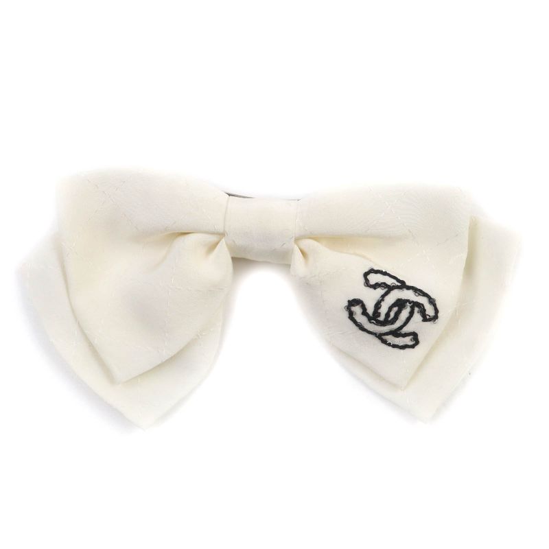 CHANEL 25C Aaa730 2025 Cruise Silk Coco Embroidered Ribbon Barrette With
