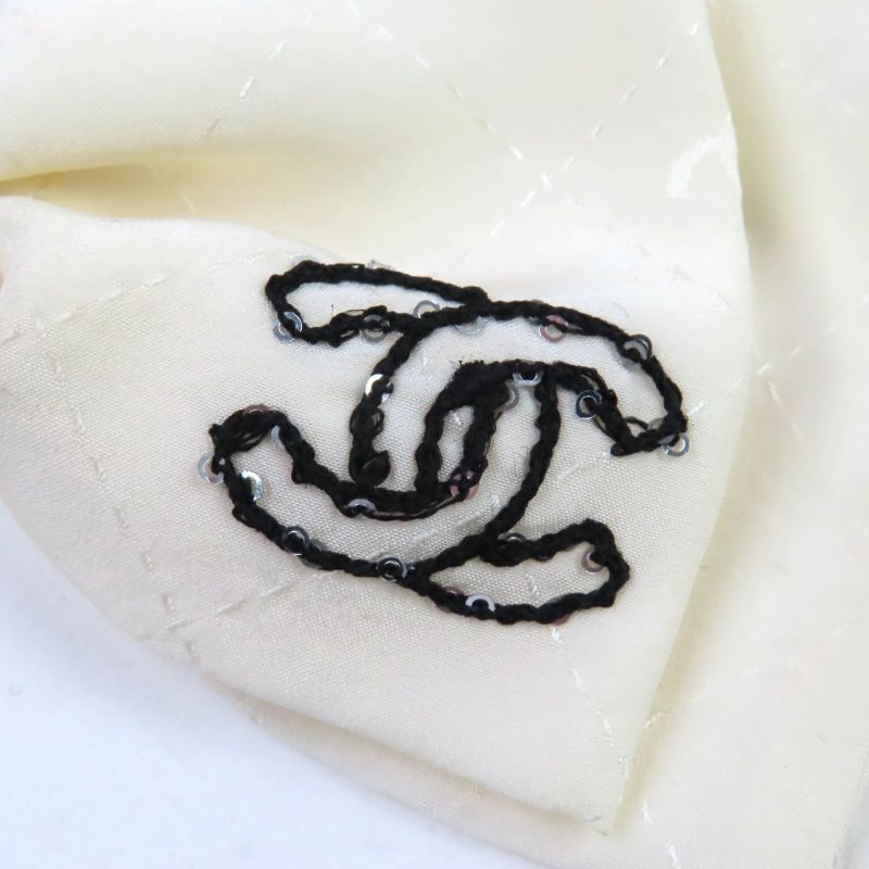 CHANEL 25C Aaa730 2025 Cruise Silk Coco Embroidered Ribbon Barrette With